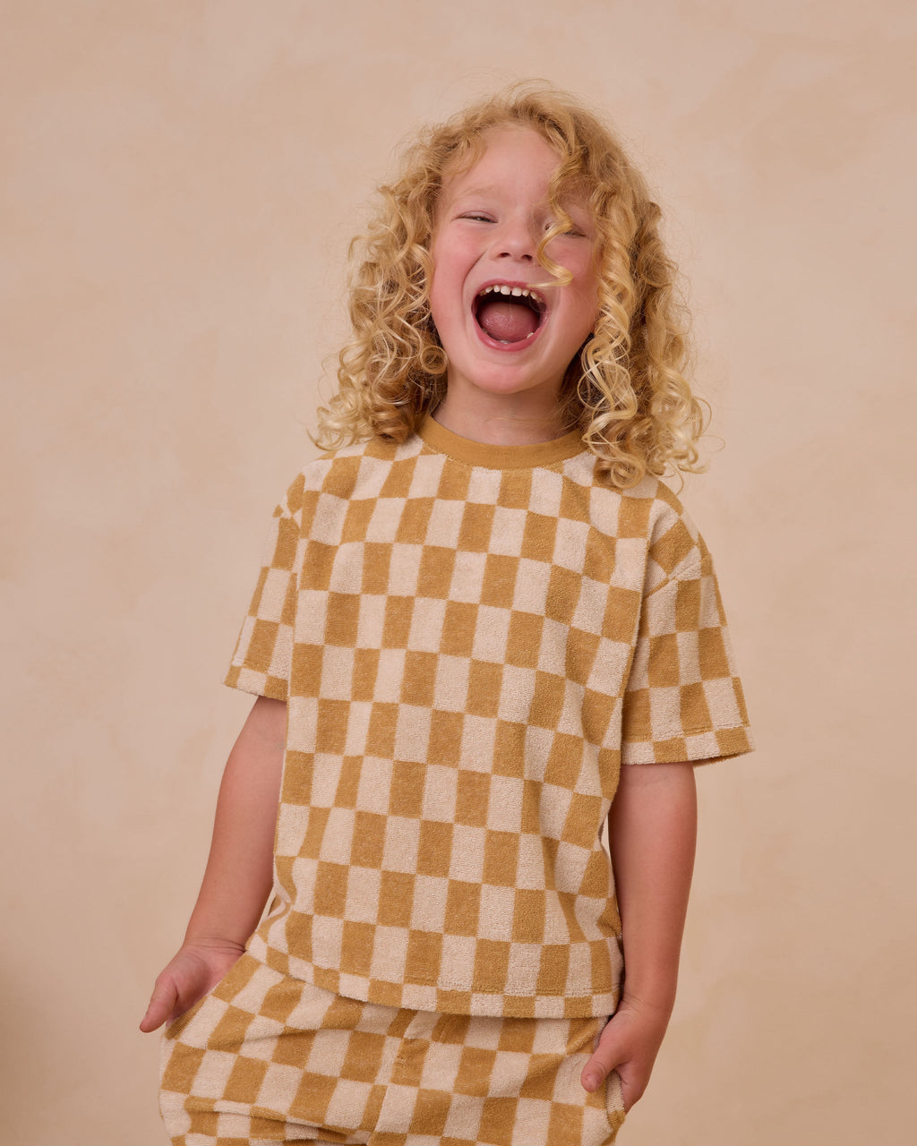 Terry Boys Short || Marigold Check