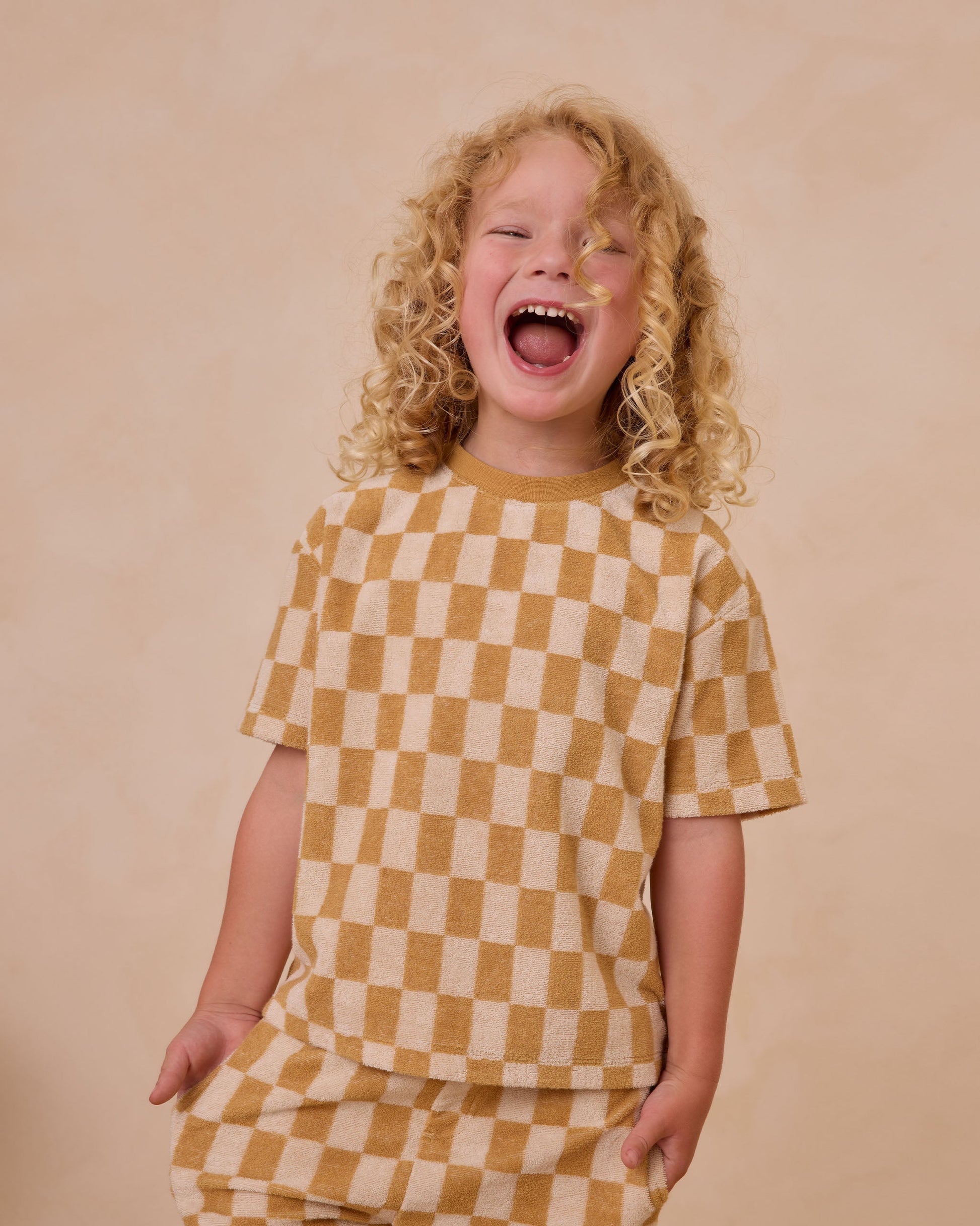 Terry Boys Short || Marigold Check