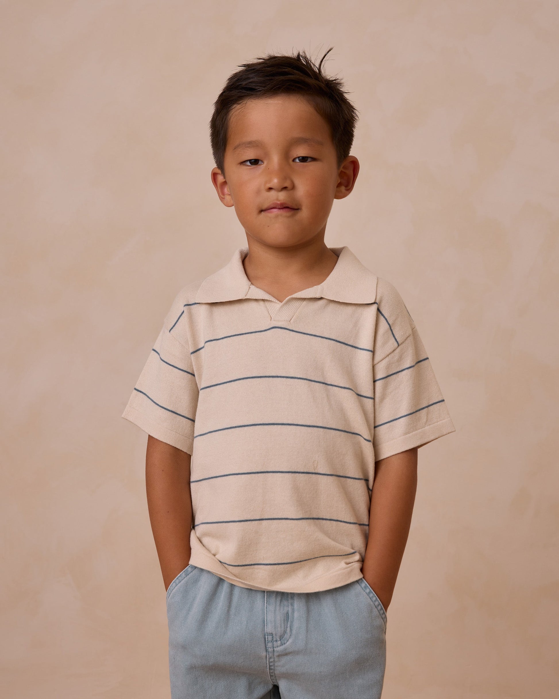 Chandler Knit Polo || Blue Stripe