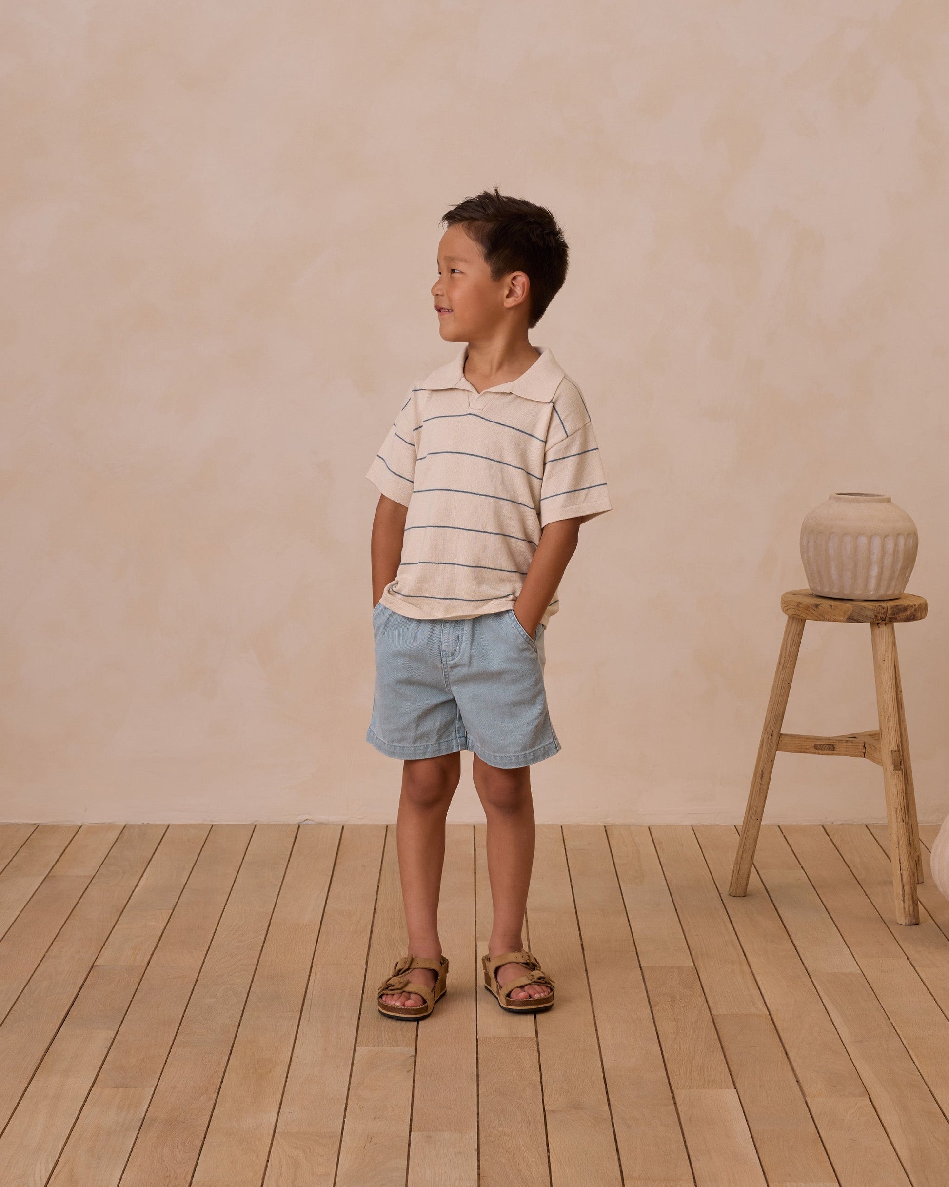 Chandler Knit Polo || Blue Stripe