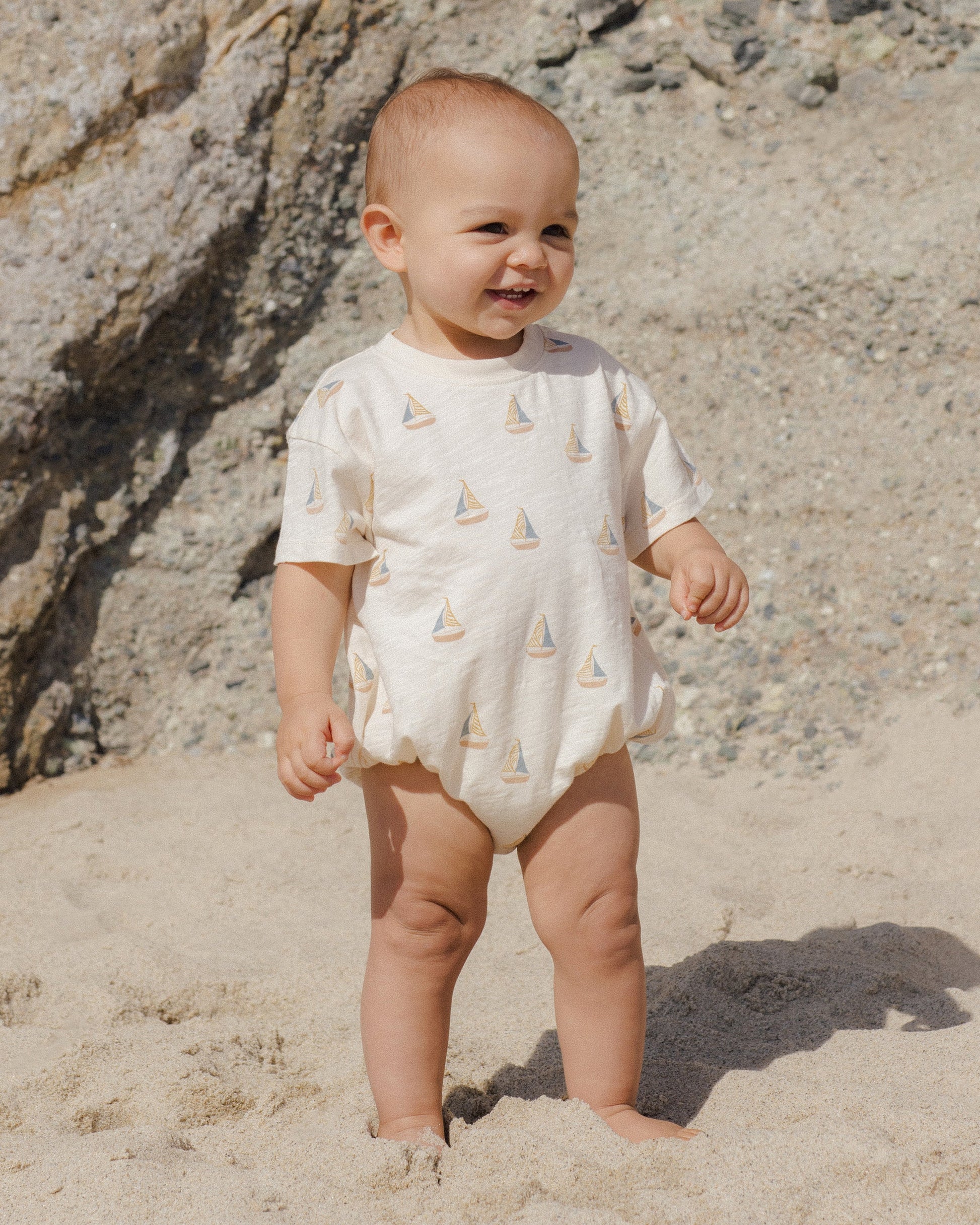 Relaxed Bubble Romper || Sailboats
