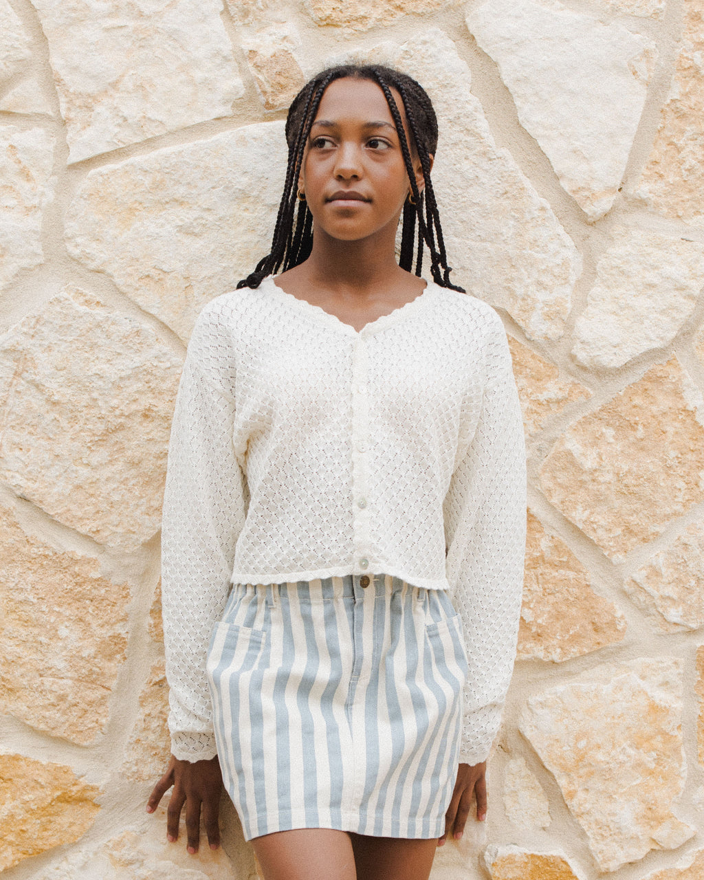 Denim Mini Skirt | Ocean Stripe