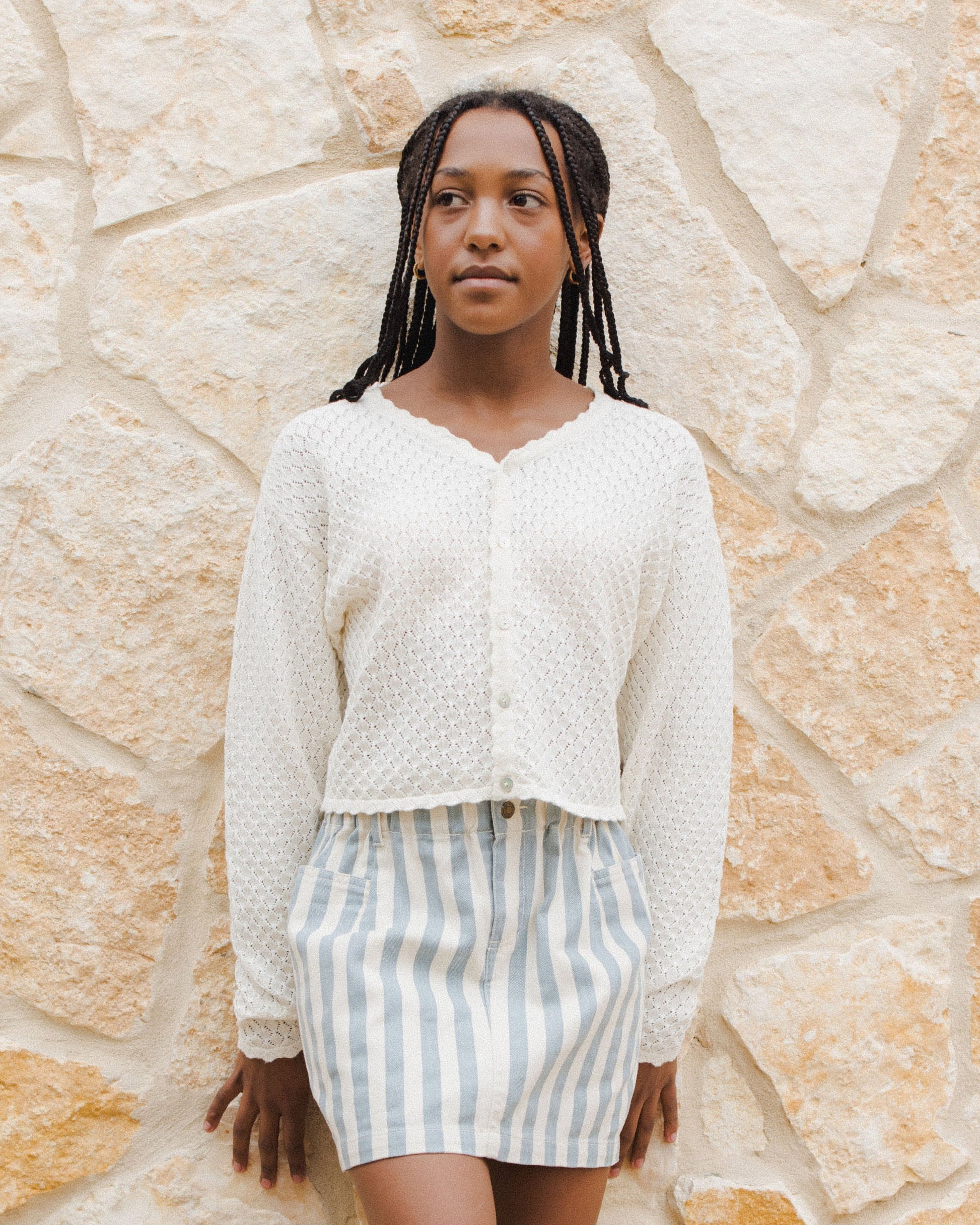 Denim Mini Skirt | Ocean Stripe
