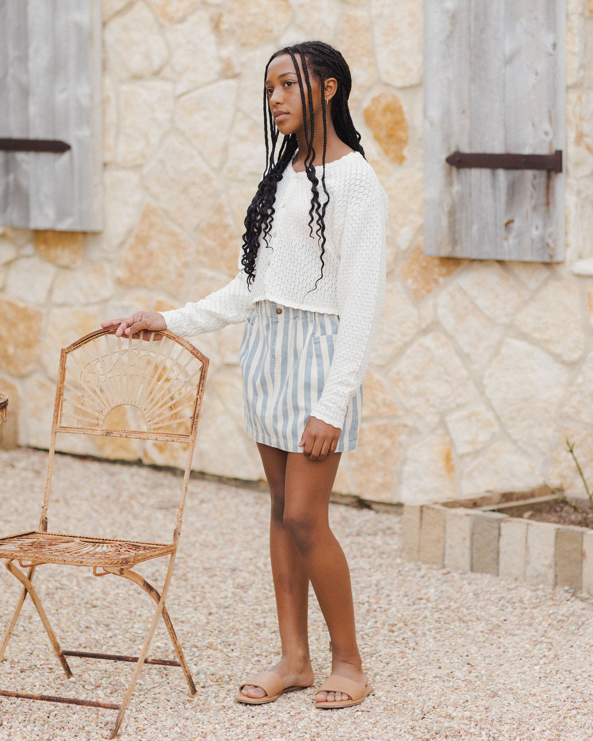 Denim Mini Skirt | Ocean Stripe