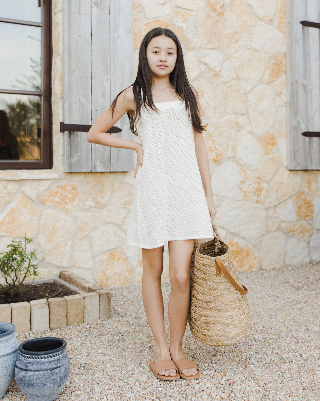 Crochet Tank Mini Dress | Ivory