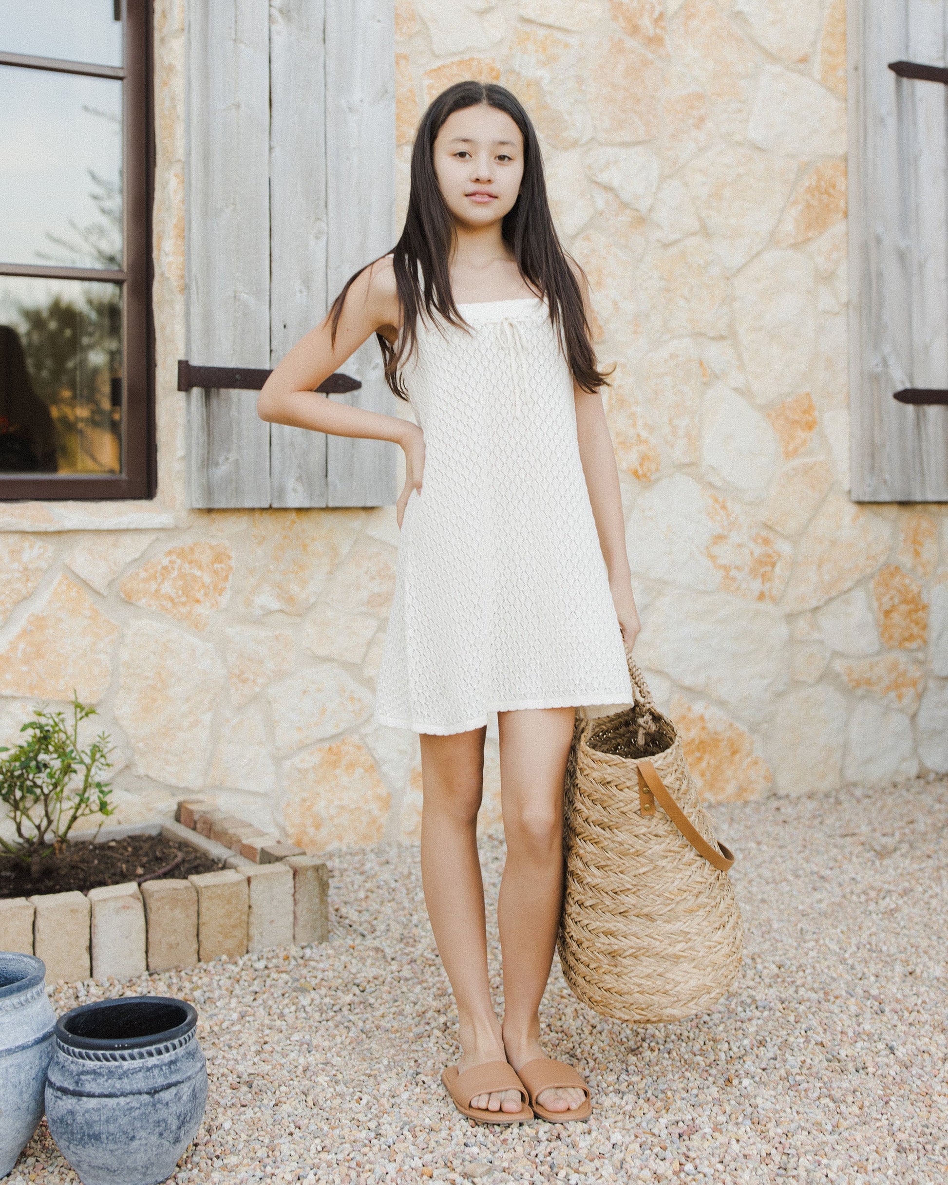 Crochet Tank Mini Dress | Ivory