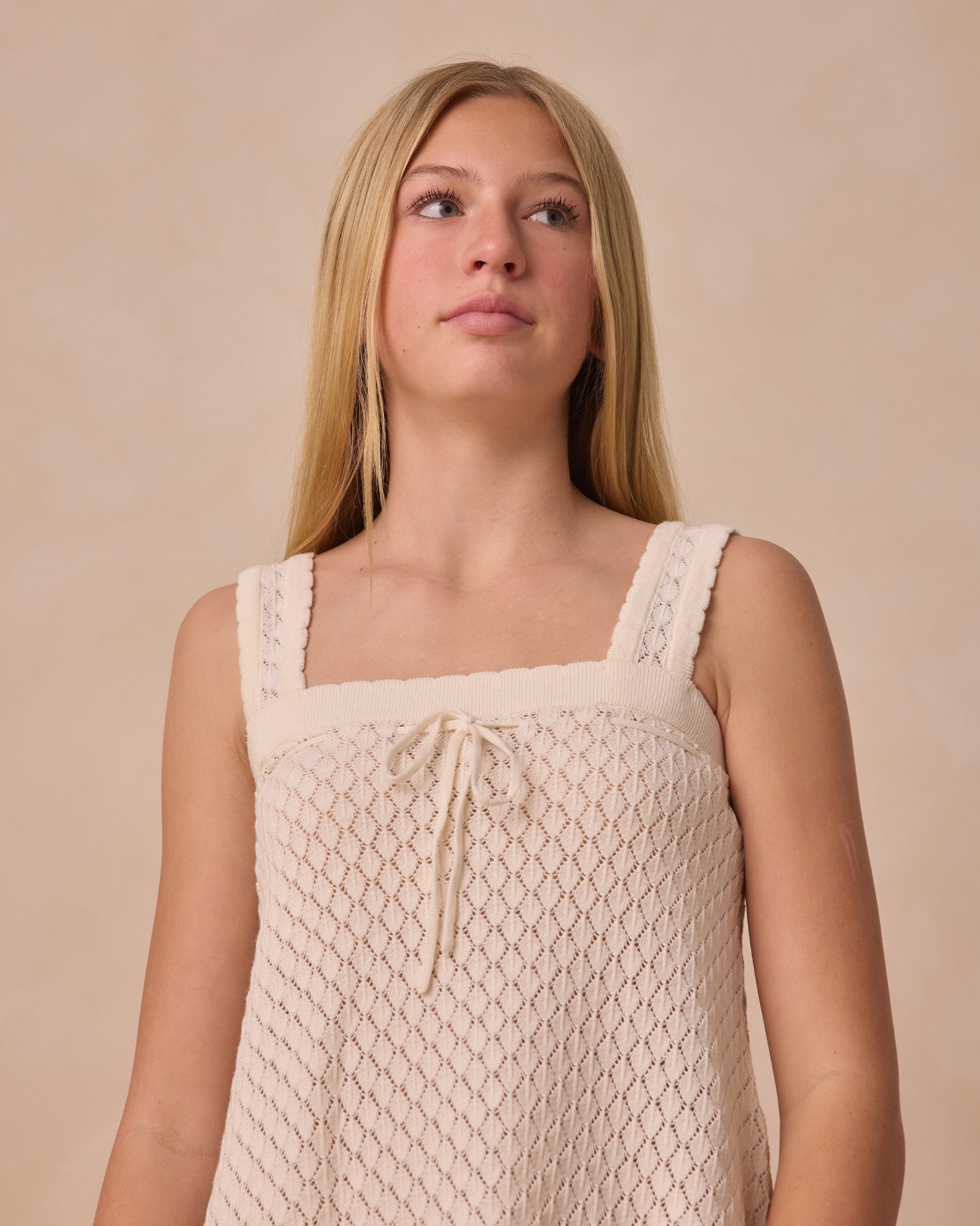 Crochet Tank Mini Dress | Ivory