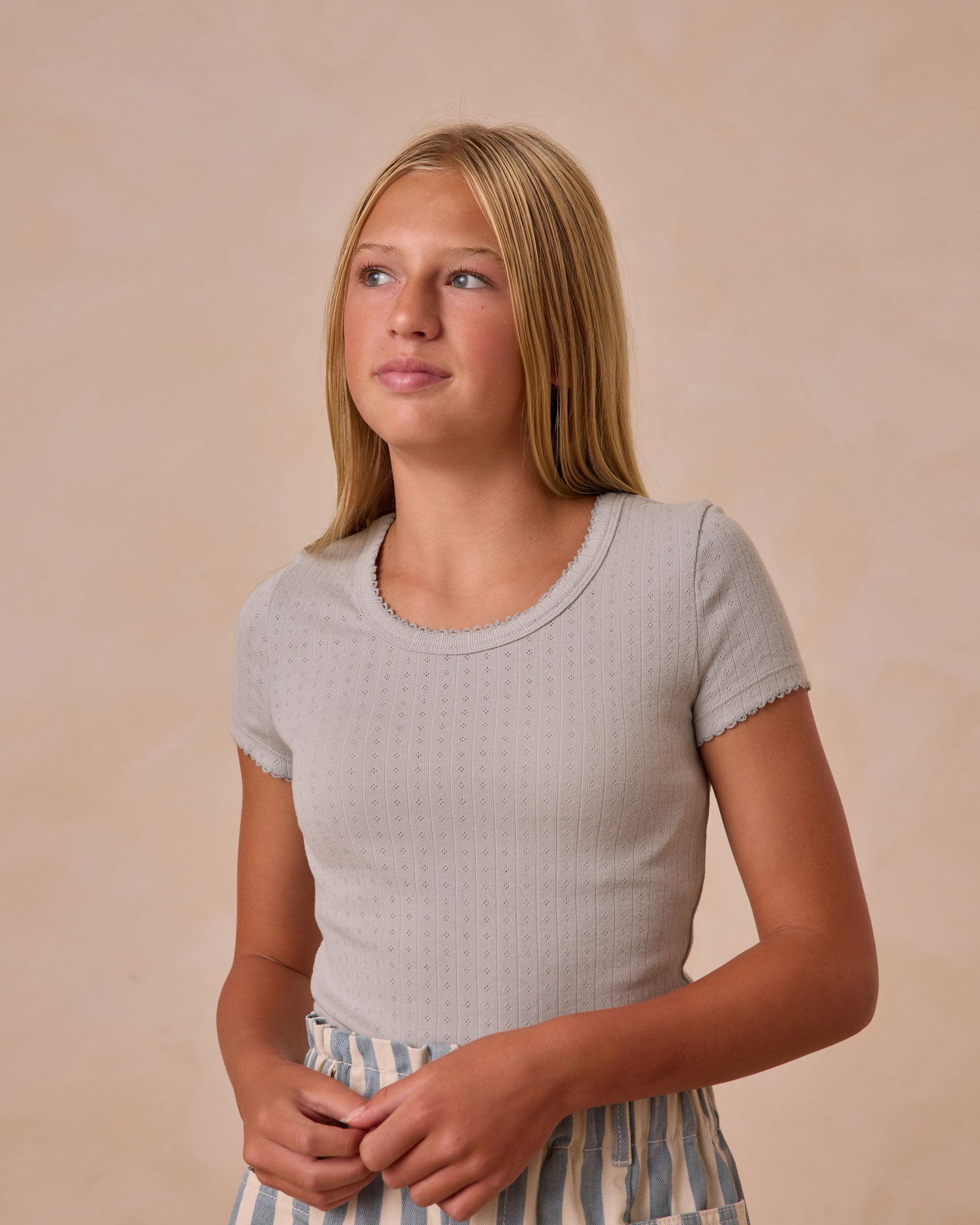 Pointelle Tee | Seafoam