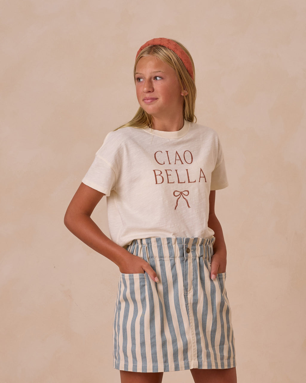 Denim Mini Skirt | Ocean Stripe