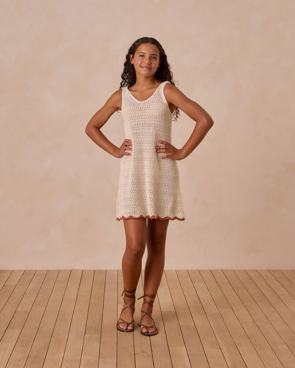 Crochet Tank Mini Dress || Natural