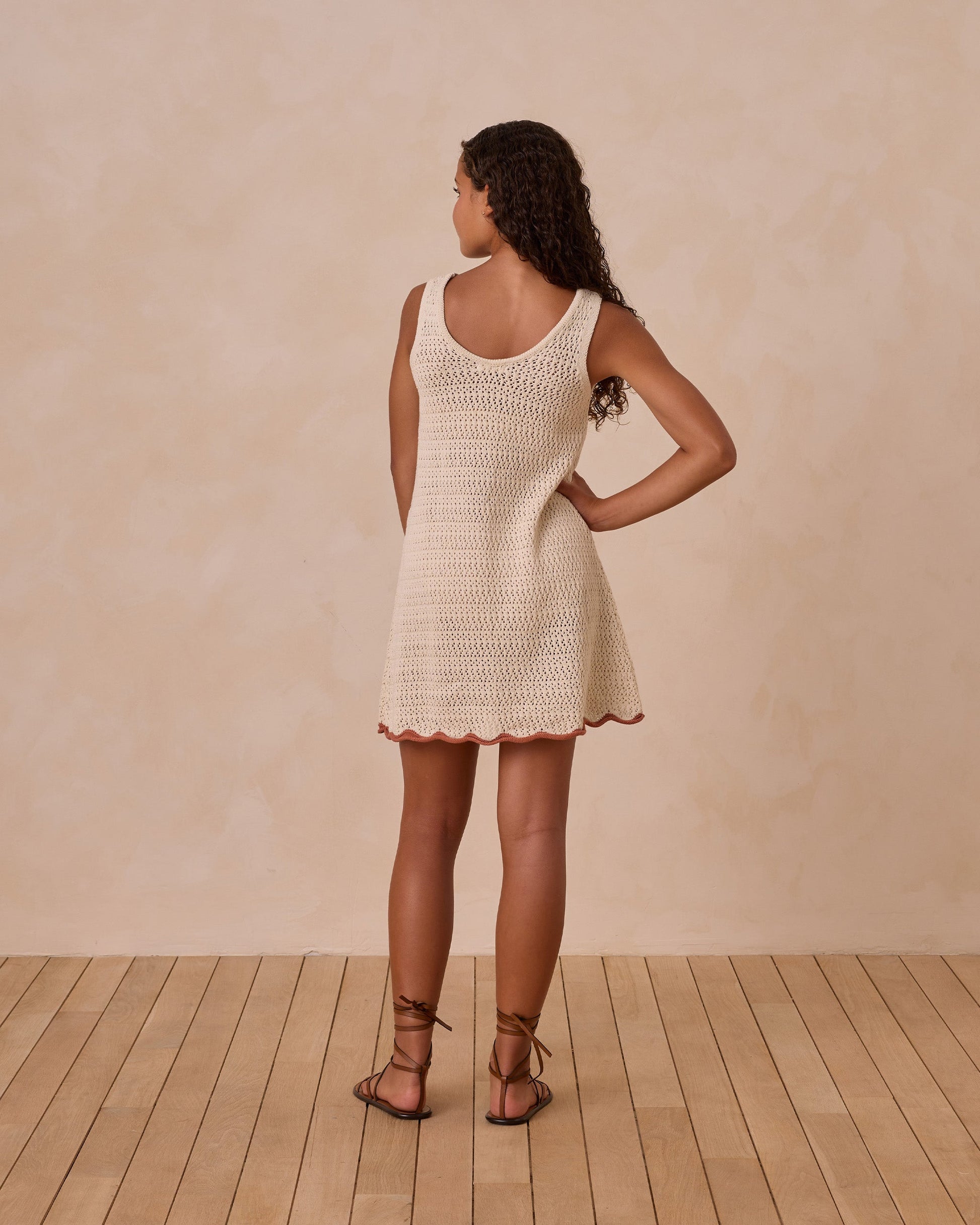 Crochet Tank Mini Dress || Natural